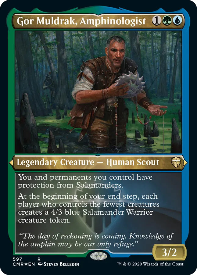 Gor Muldrak, Amphinologist 597 (Commander Legends)  - Etched Foil | Good Games Modbury