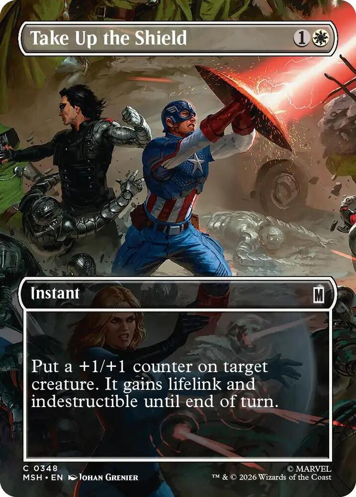 Take Up the Shield 348 (Marvel Super Heroes)  - Borderless Foil | Good Games Modbury