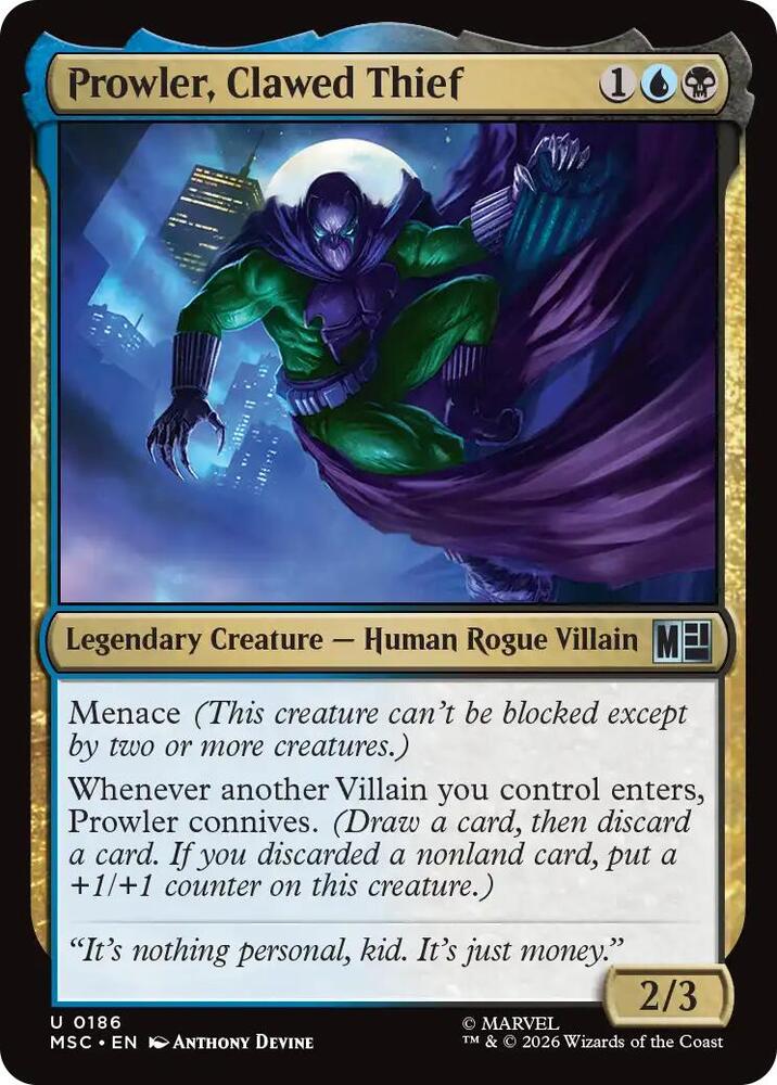Prowler, Clawed Thief 186 (Commander: Marvel Super Heroes)  | Good Games Modbury