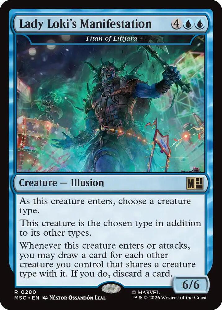 Lady Loki's Manifestation // Titan of Littjara 280 (Commander: Marvel Super Heroes)  - Surge Foil | Good Games Modbury