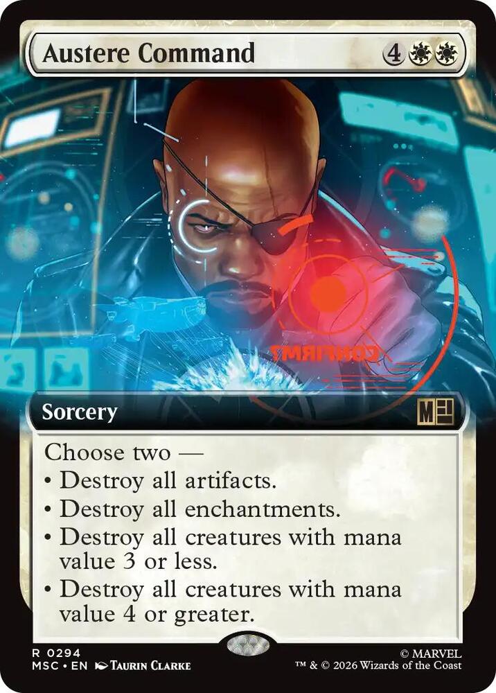 Austere Command Extended Art 294 (Commander: Marvel Super Heroes)  - Extended Art | Good Games Modbury