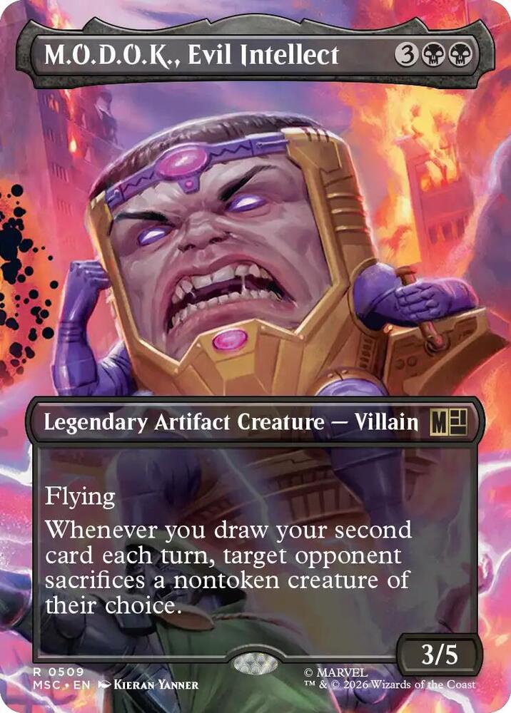 M.O.D.O.K., Evil Intellect 509 (Commander: Marvel Super Heroes)  - Borderless Foil | Good Games Modbury