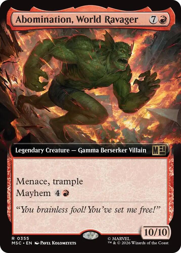 Abomination World Ravager Extended Art 355 (Commander: Marvel Super Heroes)  - Extended Art | Good Games Modbury