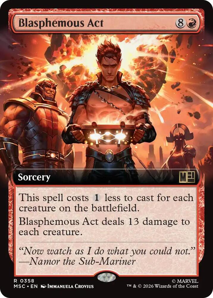 Blasphemous Act Extended Art 358 (Commander: Marvel Super Heroes)  - Extended Art | Good Games Modbury