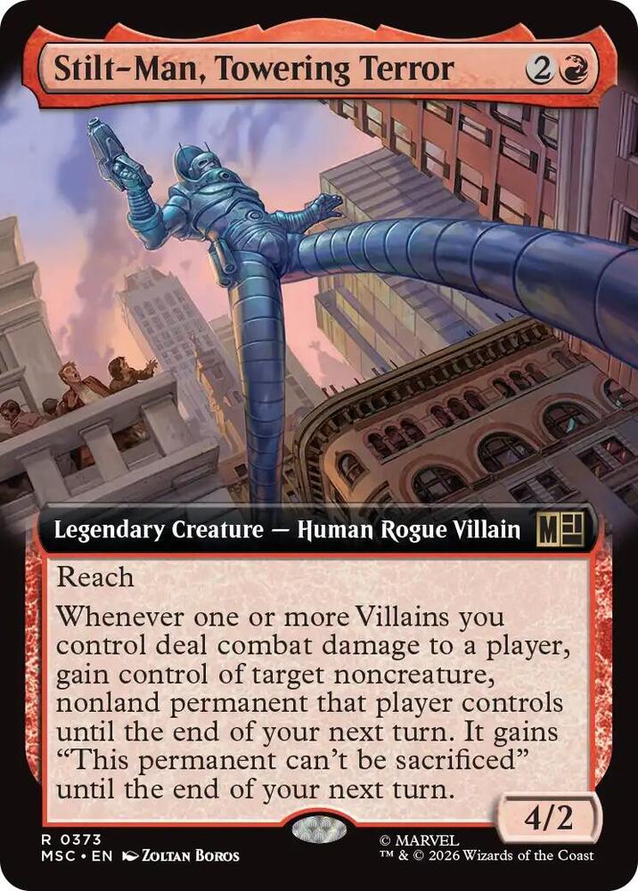 Stilt Man Towering Terror Extended Art 373 (Commander: Marvel Super Heroes)  - Extended Art | Good Games Modbury