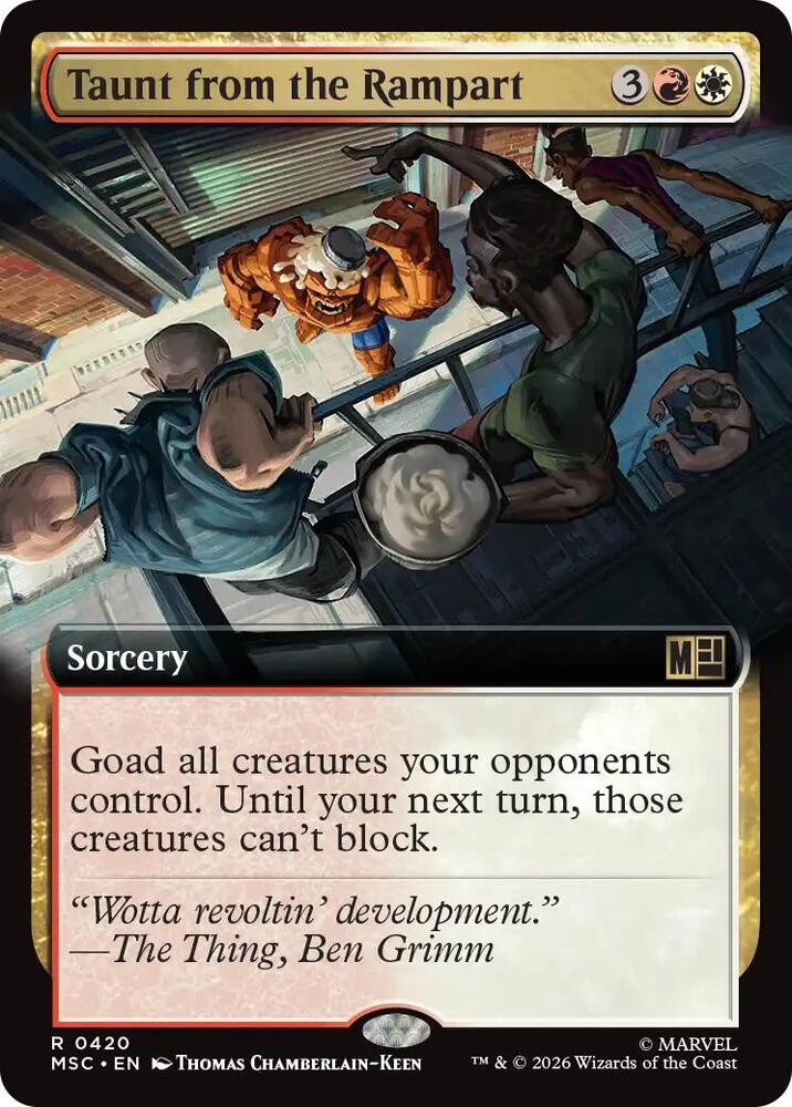 Taunt from the Rampart Extended Art 420 (Commander: Marvel Super Heroes)  - Extended Art | Good Games Modbury