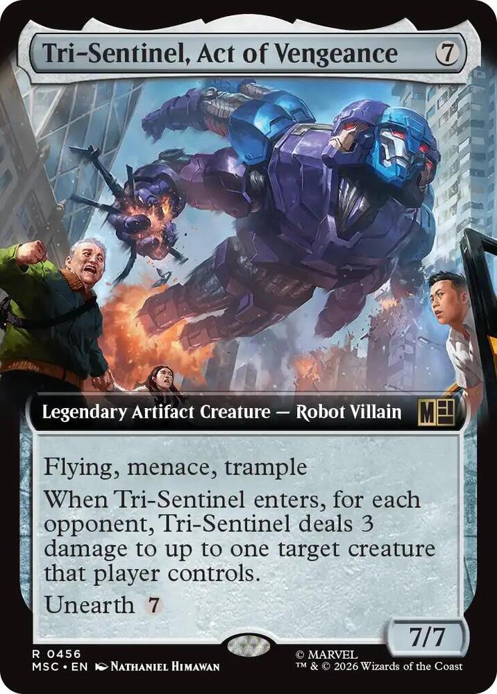Tri Sentinel Act of Vengeance Extended Art 456 (Commander: Marvel Super Heroes)  - Extended Art | Good Games Modbury