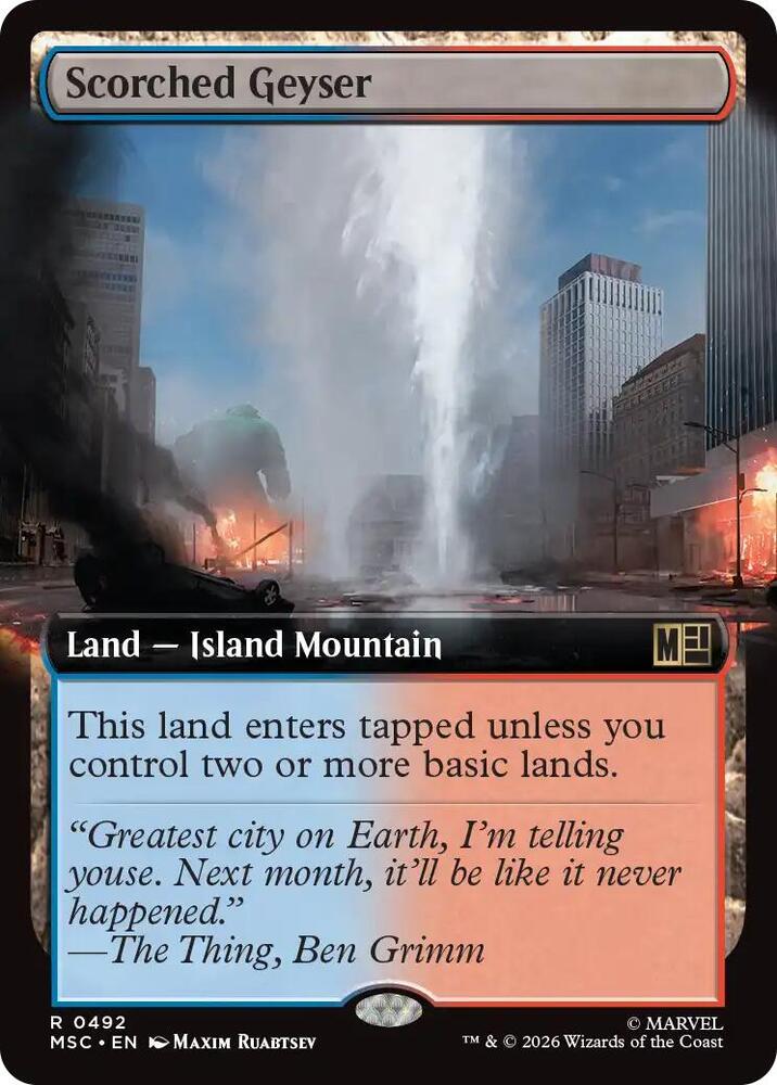 Scorched Geyser Extended Art 492 (Commander: Marvel Super Heroes)  - Extended Art | Good Games Modbury