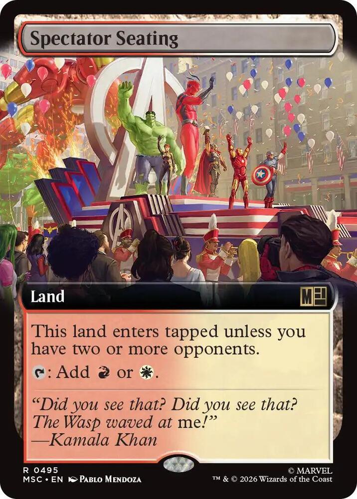 Spectator Seating Extended Art 495 (Commander: Marvel Super Heroes)  - Extended Art | Good Games Modbury
