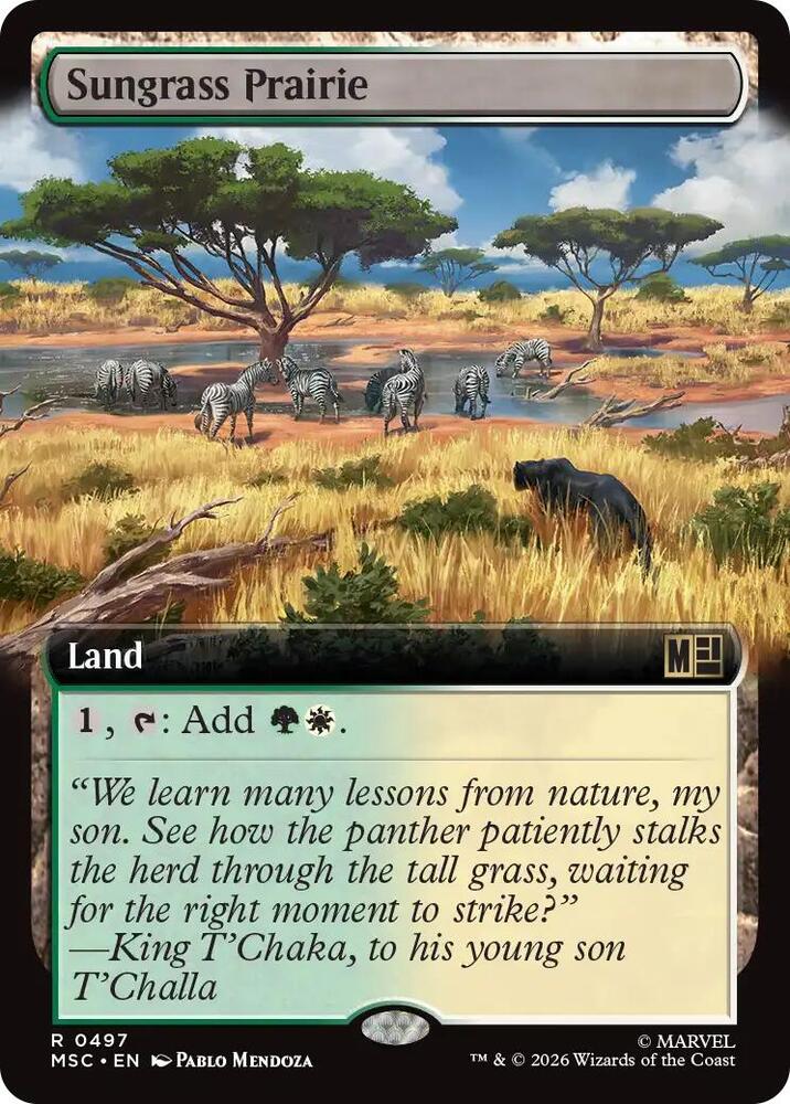 Sungrass Prairie Extended Art 497 (Commander: Marvel Super Heroes)  - Extended Art | Good Games Modbury
