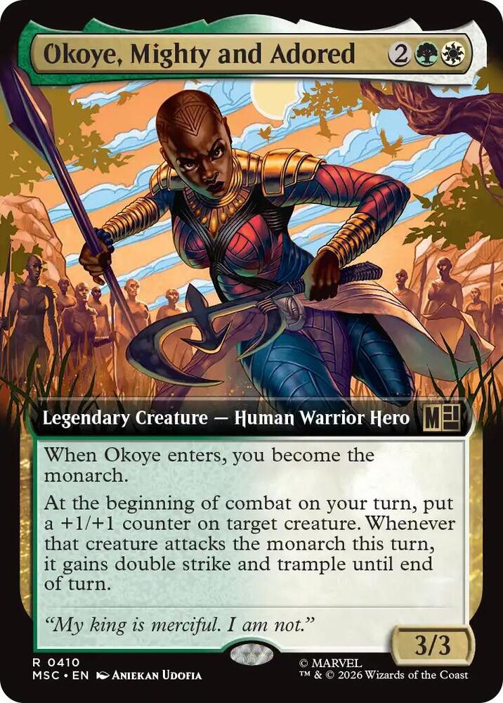 Okoye Mighty and Adored Extended Art 410 (Commander: Marvel Super Heroes)  - Extended Art | Good Games Modbury