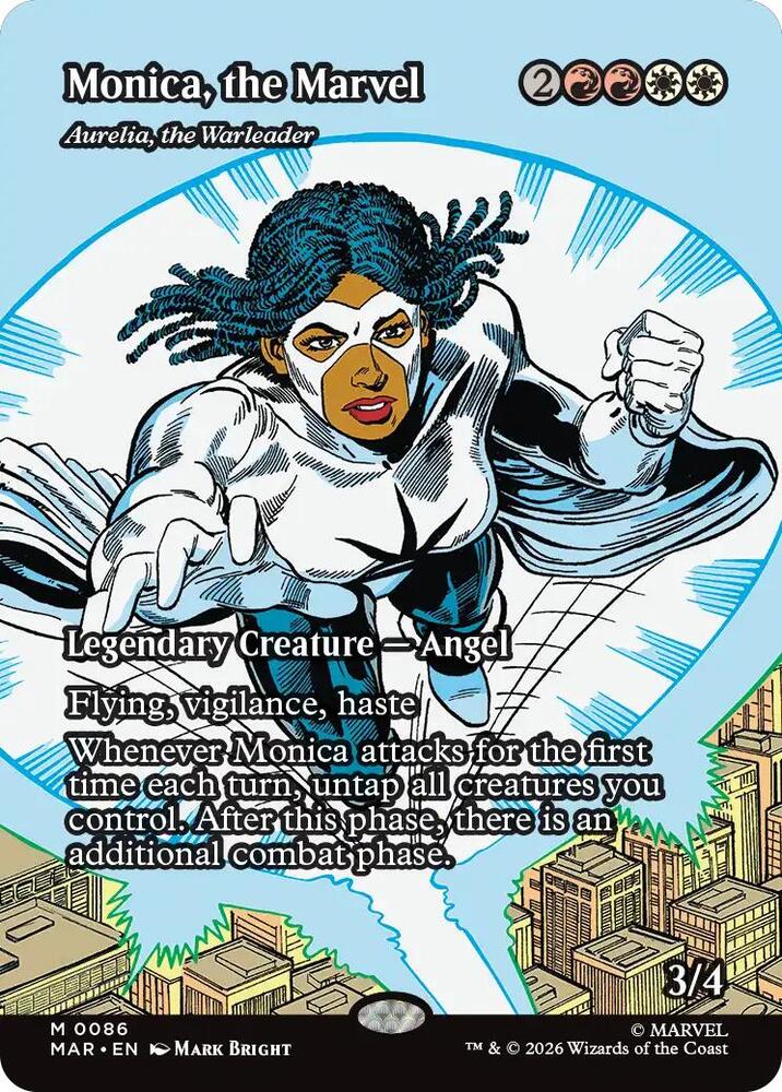 Monica the Marvel // Aurelia the Warleader 86 (Marvel Universe Eternal-Legal)  - Borderless Foil | Good Games Modbury