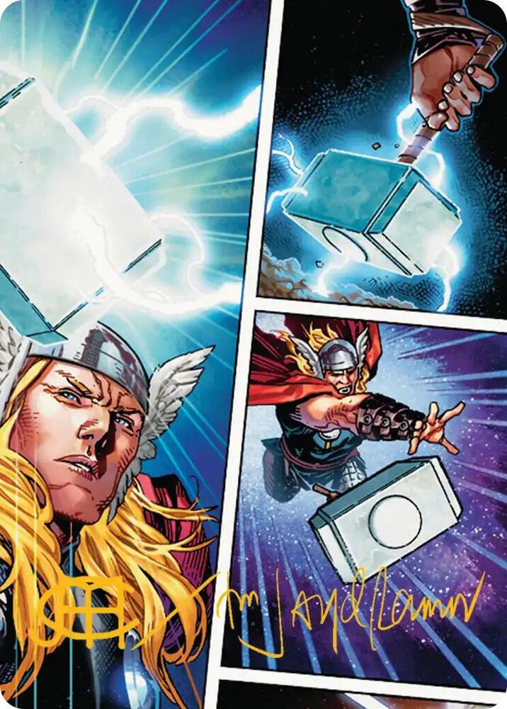 Mjolnir Hammer of Thor Art Card Gold Stamped Signature 19 (Art Series: Marvel Super Heroes)  | Good Games Modbury
