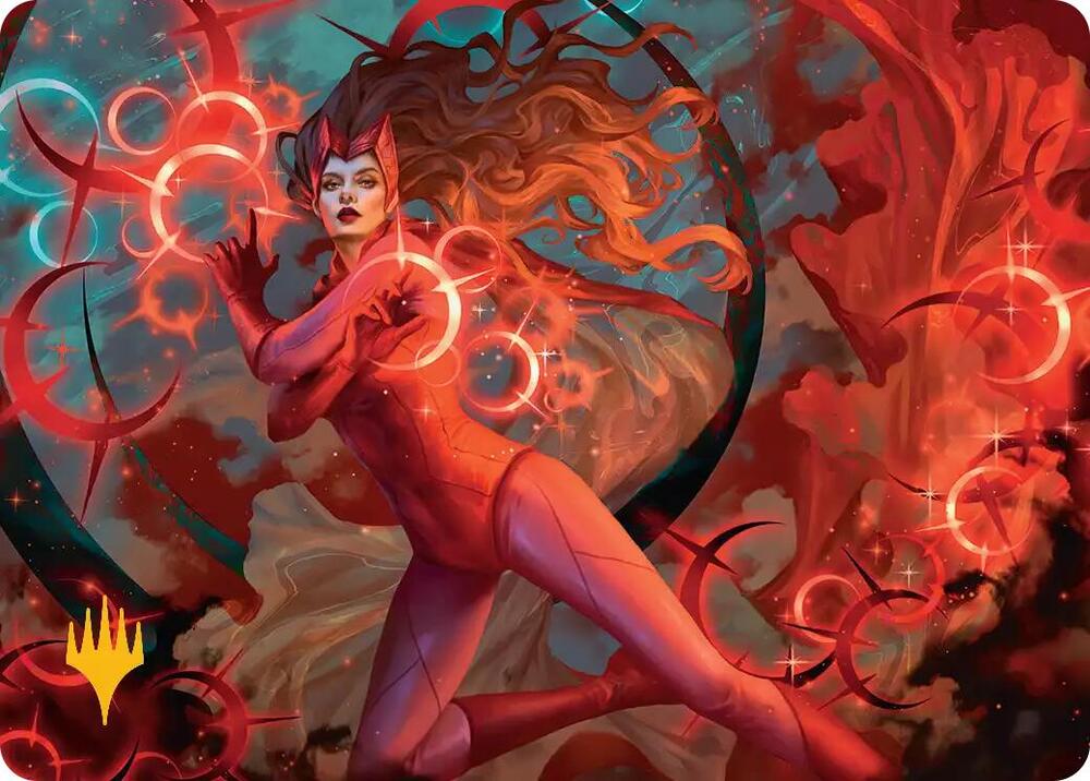Scarlet Witch Chaotic Avenger Art Card Gold Stamped Planeswalker Symbol 38 (Art Series: Marvel Super Heroes)  | Good Games Modbury