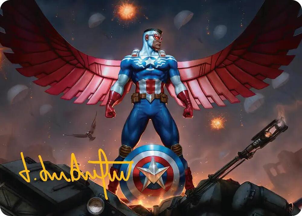 Captain America Wings of Freedom Art Card 2 45 Gold Stamped Signature 2 (Art Series: Marvel Super Heroes)  | Good Games Modbury