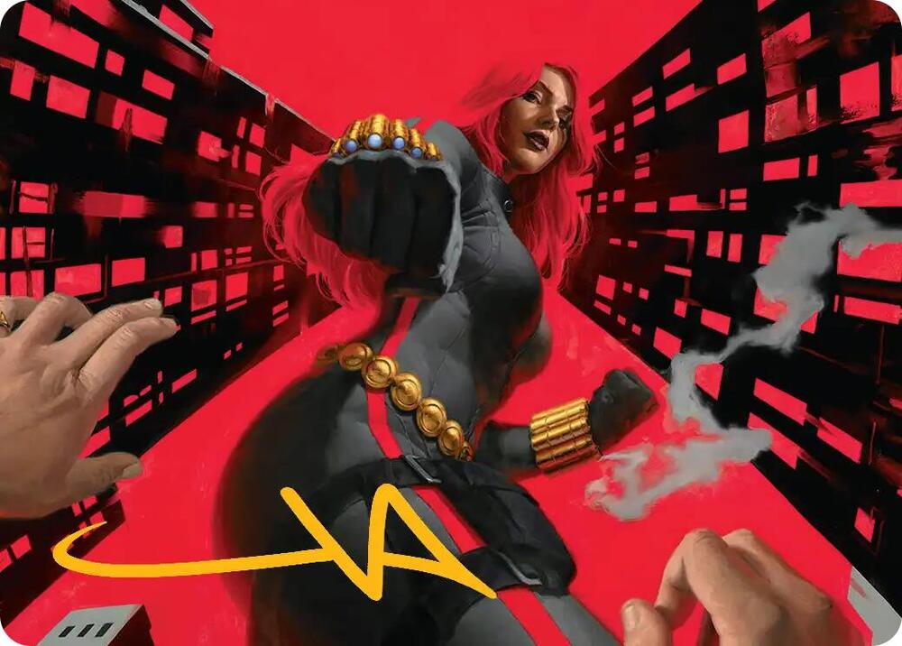 Black Widow Deadly Hunter Art Card Gold Stamped Signature 42 (Art Series: Marvel Super Heroes)  | Good Games Modbury