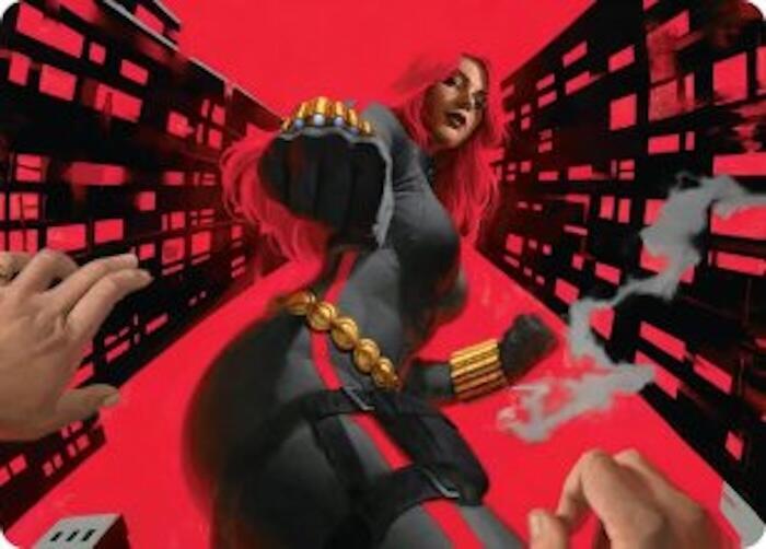 Black Widow Deadly Hunter Art Card 42 (Art Series: Marvel Super Heroes)  | Good Games Modbury