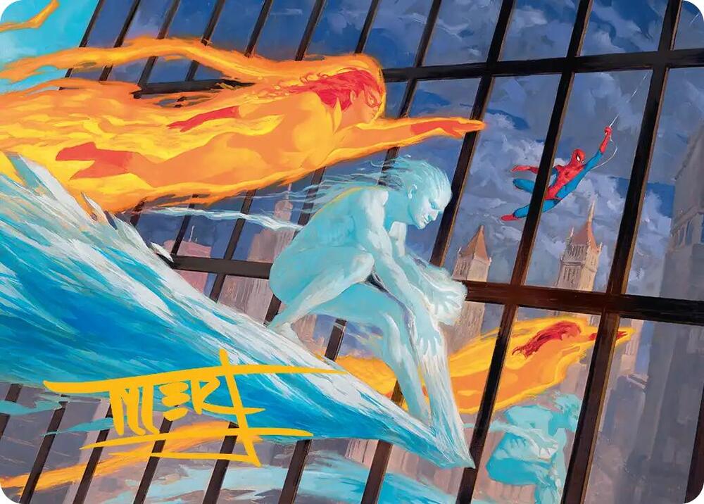 Iceman and Firestar Art Card Gold Stamped Signature 45 (Art Series: Marvel Super Heroes)  | Good Games Modbury