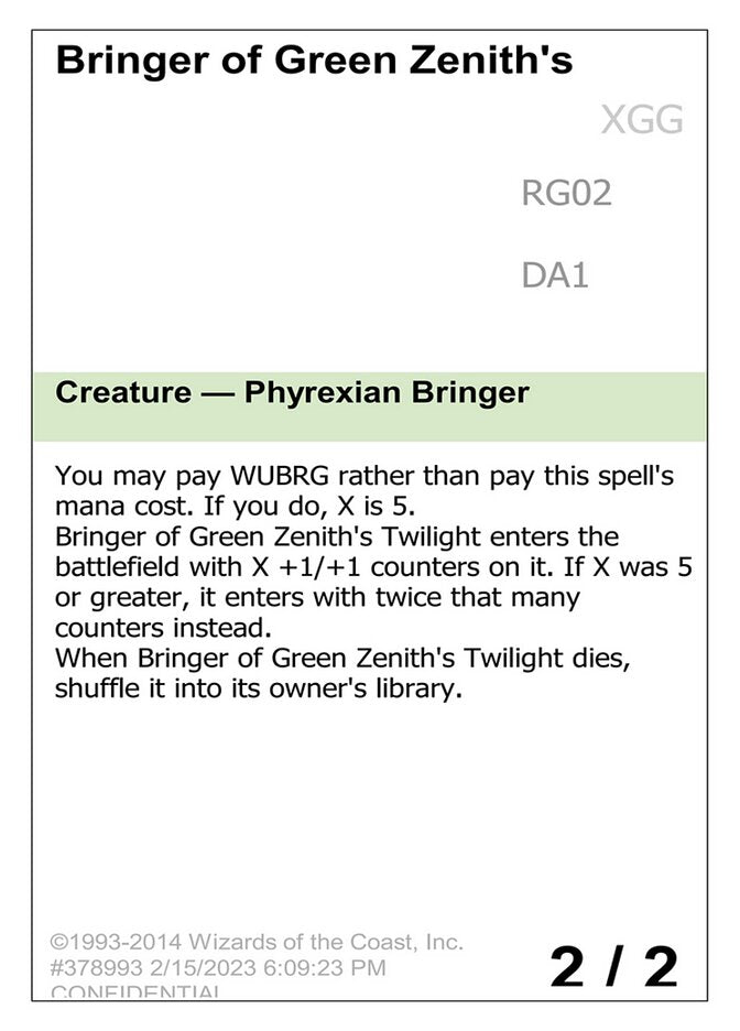 Bringer of Green Zenith's Twilight  (Un-Known Event Playtest Cards)  | Good Games Modbury
