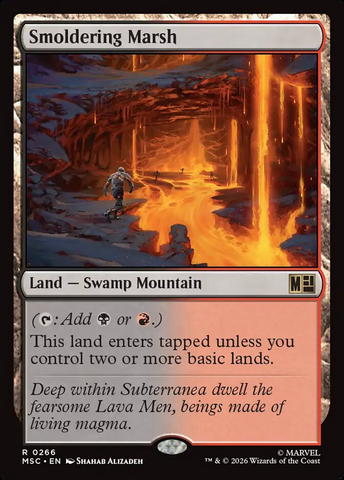 Smoldering Marsh 266 (Commander: Marvel Super Heroes)  - Foil | Good Games Modbury