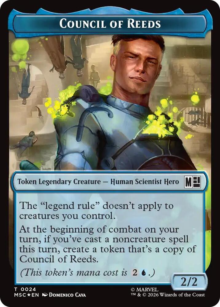Council of Reeds 0024 Construct 0030 Double Sided Token Surge Foil 24 // 30 (Commander: Marvel Super Heroes)  - Foil | Good Games Modbury
