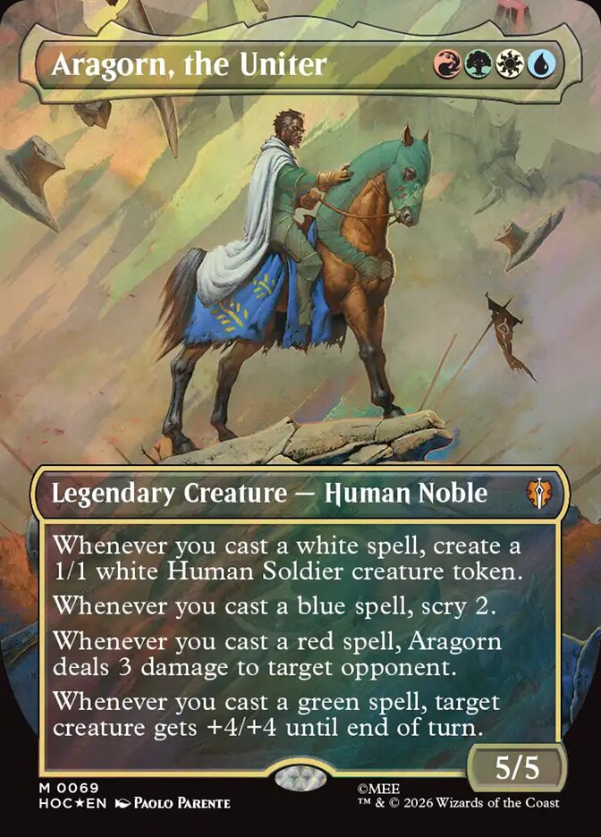 Aragorn, the Uniter 69 (The Hobbit: Eternal-Legal)  - Borderless Surge Foil | Good Games Modbury