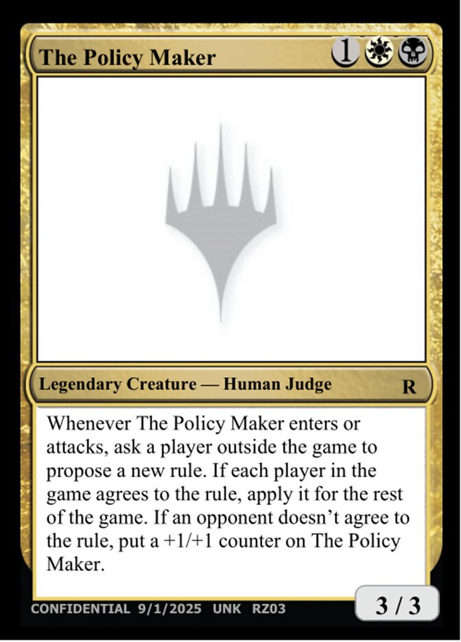 The Policy Maker  (Un-Known Event Playtest Cards)  | Good Games Modbury