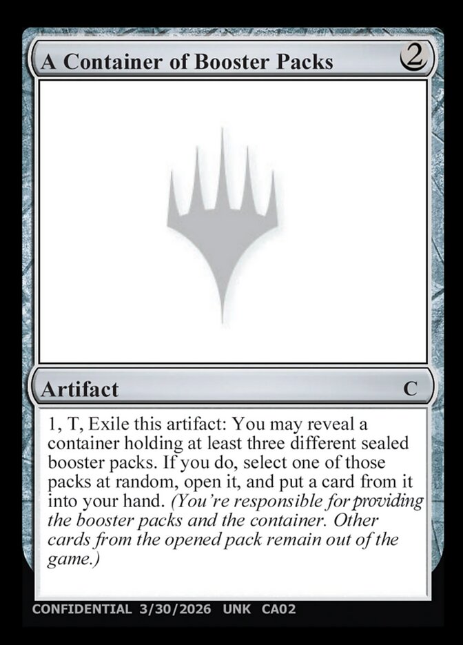 A Container of Booster Packs  (Un-Known Event Playtest Cards)  | Good Games Modbury