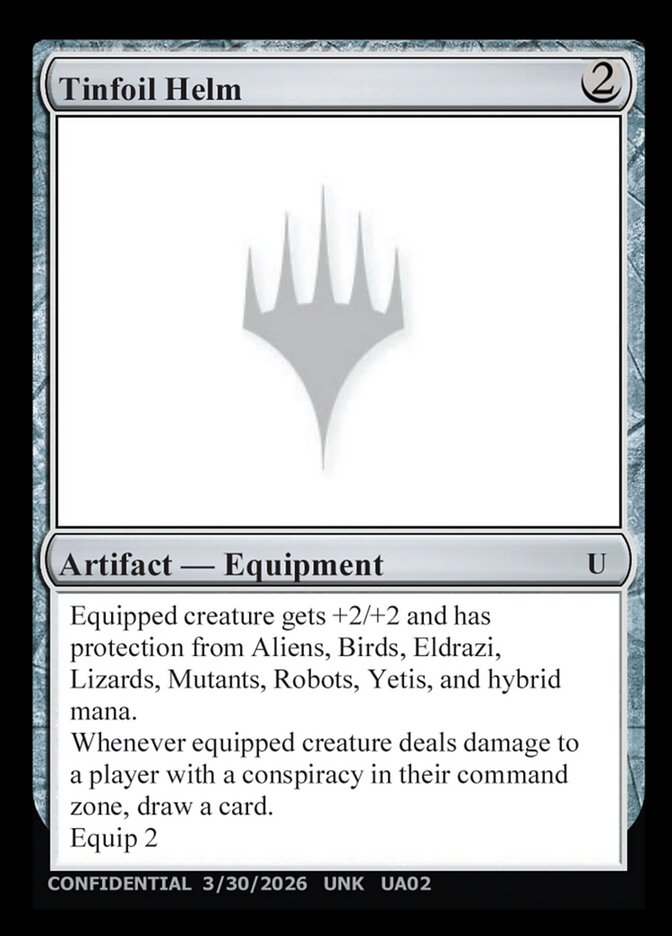 Tinfoil Helm  (Un-Known Event Playtest Cards)  | Good Games Modbury