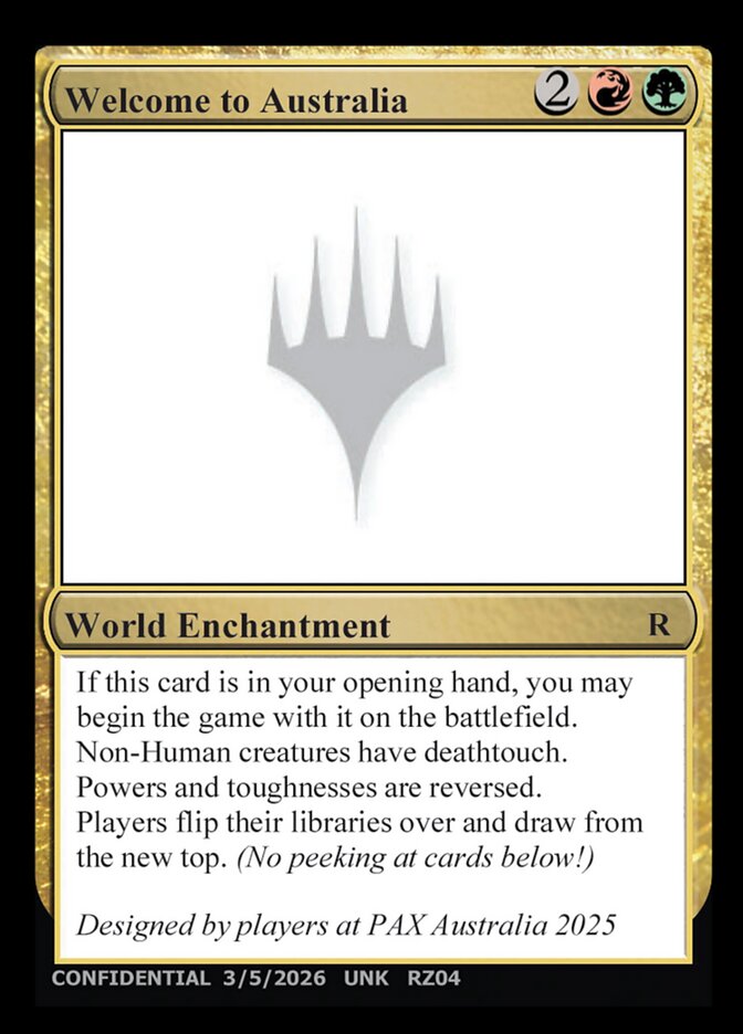 Welcome to Australia  (Un-Known Event Playtest Cards)  | Good Games Modbury