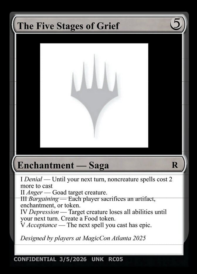 The Five Stages of Grief  (Un-Known Event Playtest Cards)  | Good Games Modbury