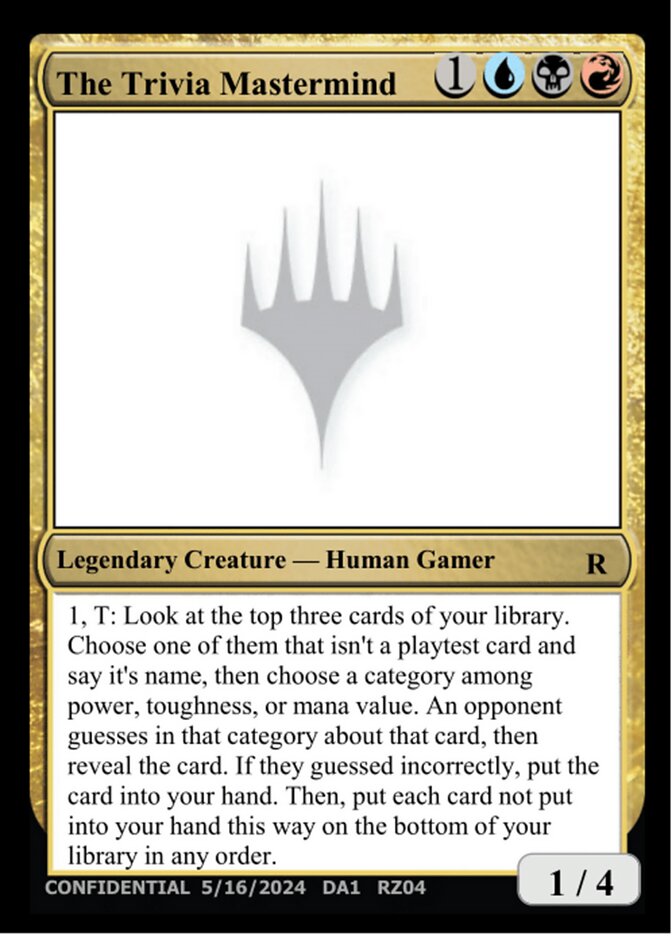 The Trivia Mastermind  (Un-Known Event Playtest Cards)  | Good Games Modbury