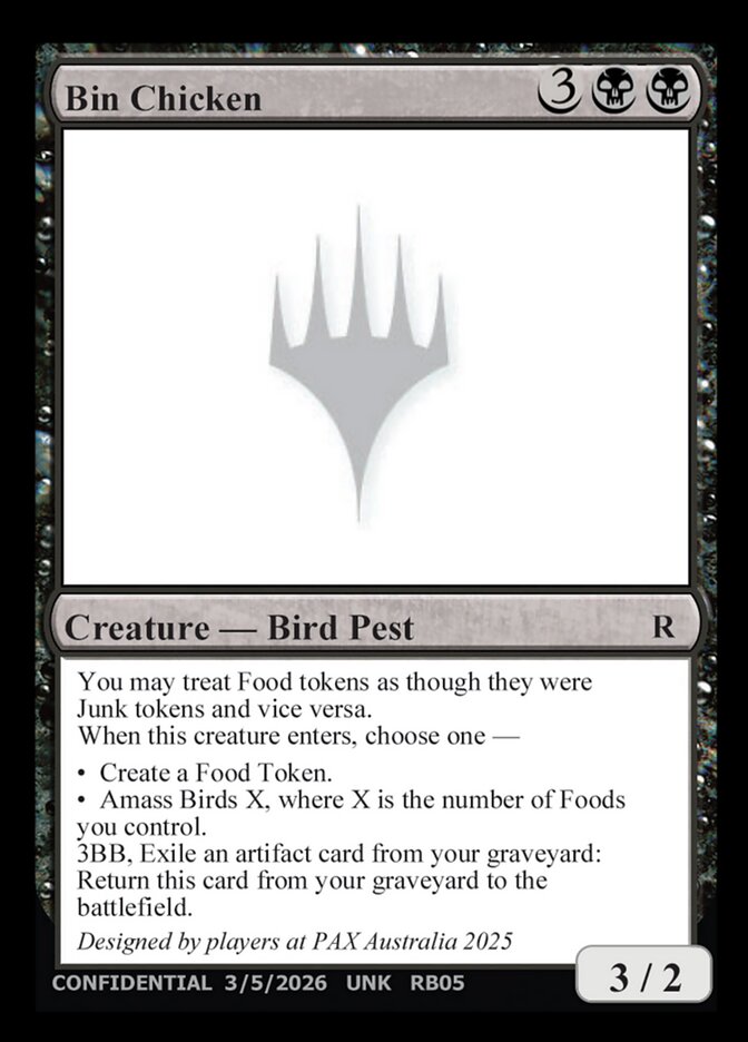 Bin Chicken  (Un-Known Event Playtest Cards)  | Good Games Modbury