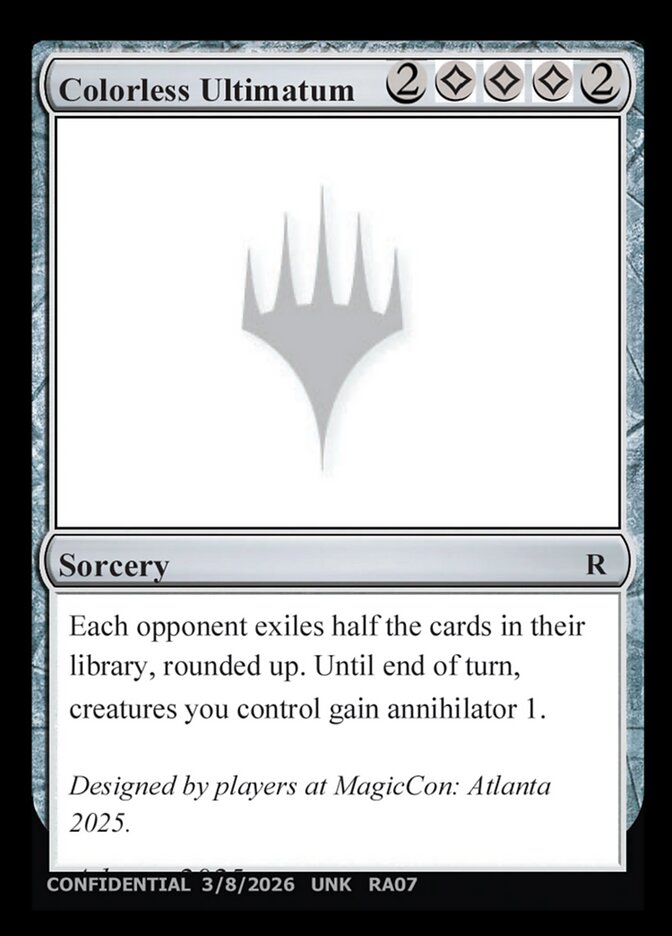 Colorless Ultimatum  (Un-Known Event Playtest Cards)  | Good Games Modbury