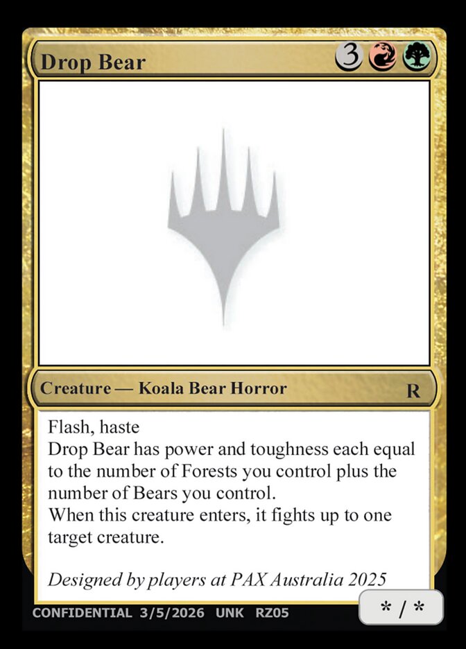 Drop Bear  (Un-Known Event Playtest Cards)  | Good Games Modbury