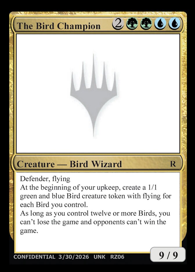The Bird Champion  (Un-Known Event Playtest Cards)  | Good Games Modbury