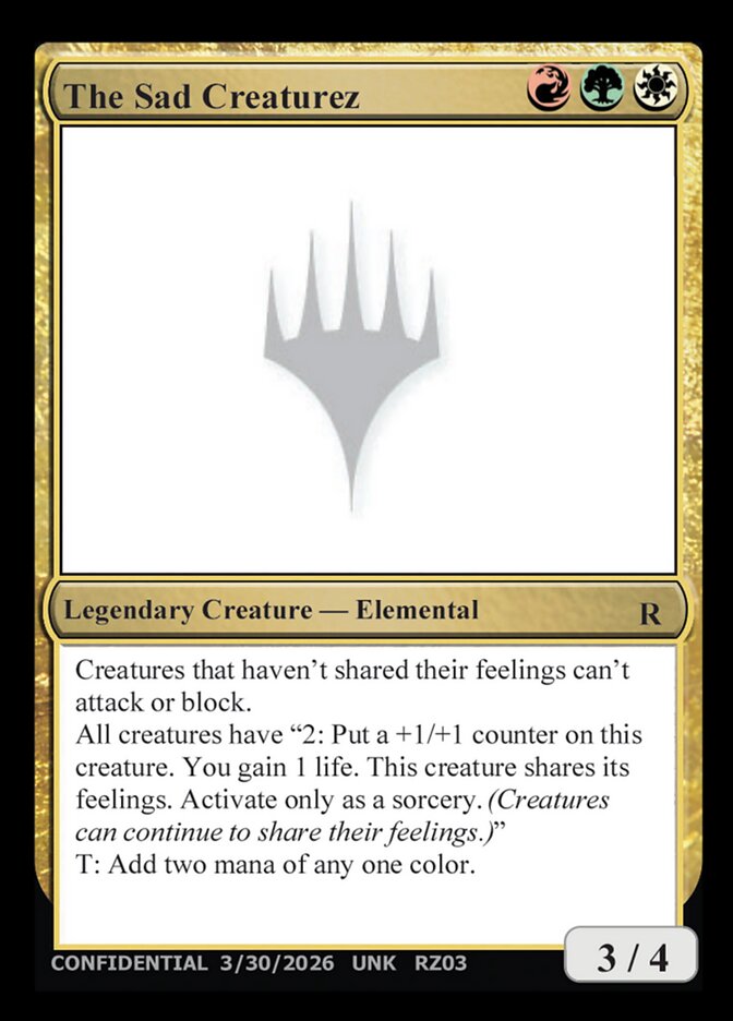 The Sad Creaturez  (Un-Known Event Playtest Cards)  | Good Games Modbury