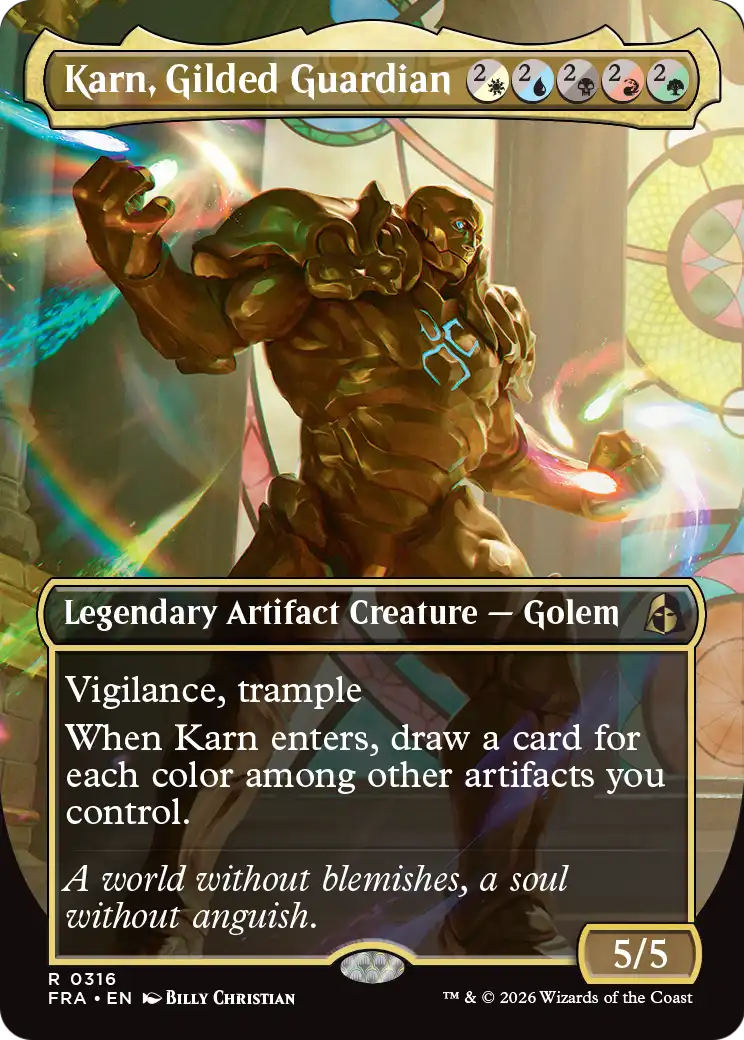 Karn, Gilded Guardian 316 (Reality Fracture)  - Borderless | Good Games Modbury