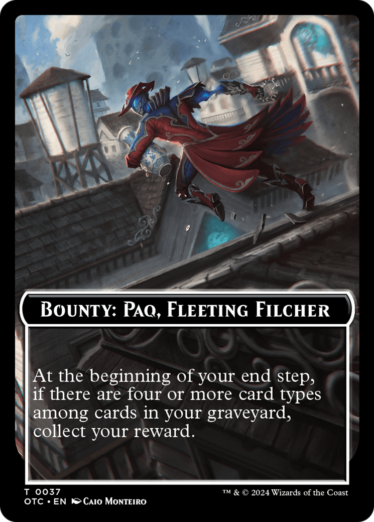 Bounty: Paq, Fleeting Filcher // Bounty Rules Double-Sided Token [Outlaws of Thunder Junction Commander Tokens] | Good Games Modbury