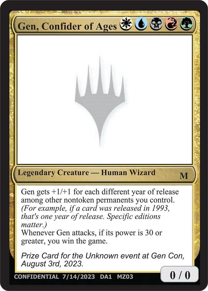 Gen Confider of Ages MZ03/477 (Un-Known Event Playtest Cards)  | Good Games Modbury