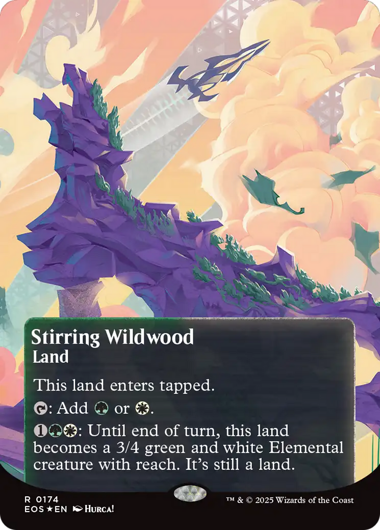 Stirring Wildwood (0174) (Borderless) (Galaxy Foil) [Edge of Eternities: Stellar Sights] | Good Games Modbury