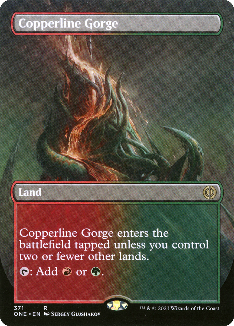 Copperline Gorge (Borderless Alternate Art) [Phyrexia: All Will Be One] | Good Games Modbury
