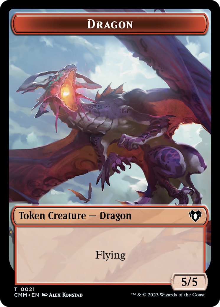 Saproling // Dragon (0021) Double-Sided Token [Commander Masters Tokens] | Good Games Modbury