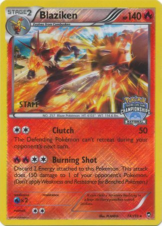 Blaziken (14/111) (Staff National Championship Promo) [XY: Furious Fists] | Good Games Modbury