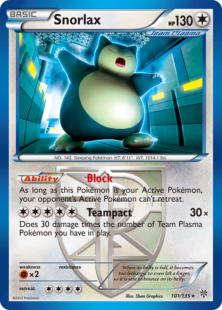 Snorlax (101/135) [Black & White: Plasma Storm] | Good Games Modbury