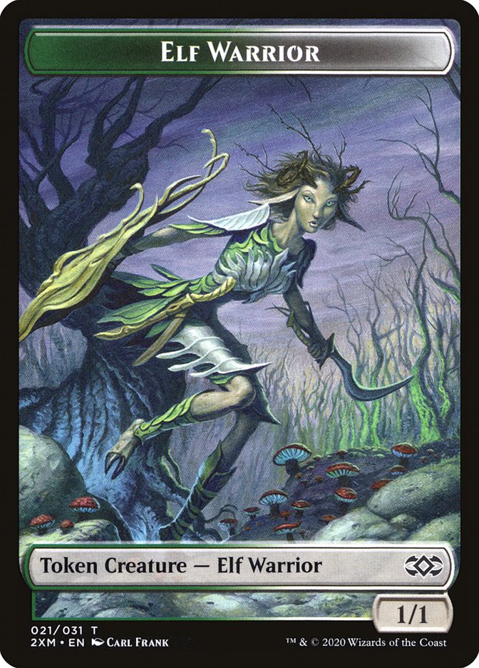 Golem // Elf Warrior Double-Sided Token [Double Masters Tokens] | Good Games Modbury