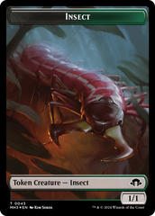 Insect (0043) (Ripple Foil) // Zombie Double-Sided Token [Modern Horizons 3 Tokens] | Good Games Modbury