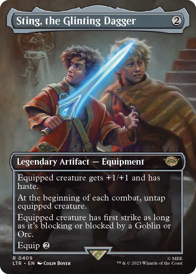 Sting, the Glinting Dagger 409 (Universes Beyond: The Lord of the Rings: Tales of Middle-earth)  - Borderless Foil | Good Games Modbury