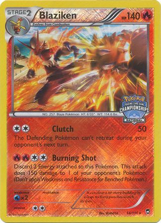 Blaziken (14/111) (National Championship Promo) [XY: Furious Fists] | Good Games Modbury