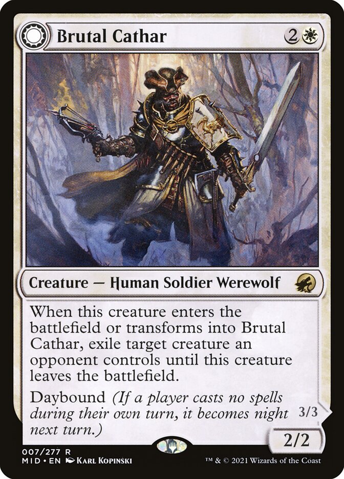 Brutal Cathar // Moonrage Brute 7/277 (Innistrad: Midnight Hunt)  - Foil | Good Games Modbury
